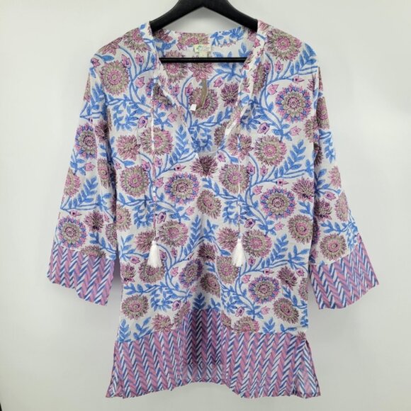 J. Crew Tassel Beach Tunic Top Cover Up Floral Patterned Size Small - Picture 2 of 10